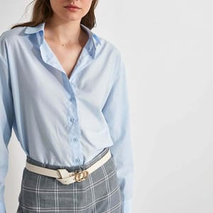 Button Down Three-Quarter Sleeves Women's Shirt - Shirts & Blouses 107