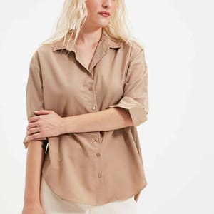 Button Down Three-Quarter Sleeves Women's Shirt - Shirts & Blouses 133
