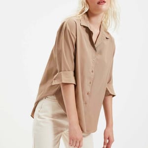 Button Down Three-Quarter Sleeves Women's Shirt - Shirts & Blouses 134