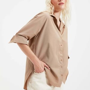 Button Down Three-Quarter Sleeves Women's Shirt - Shirts & Blouses 136