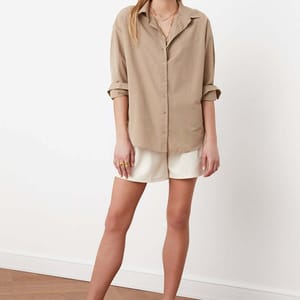 Button Down Three-Quarter Sleeves Women's Shirt - Shirts & Blouses 139