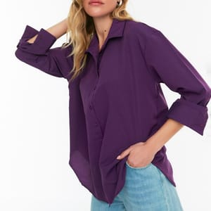 Button Down Three-Quarter Sleeves Women's Shirt - Shirts & Blouses 66