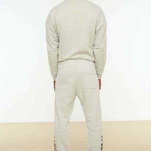 Grey Essential Printed Zipped Pocket Men's Sweatpants - Sweatpants 3