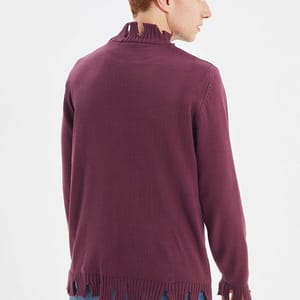 Ripped Turtle Neck Knitted Sweater - Sweaters 1