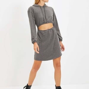 Cut Out Detail Hooded Dress