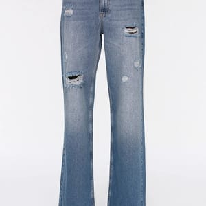 Blue Ripped High Rise Wide Leg Women's Jeans - Wide Leg Jeans 1