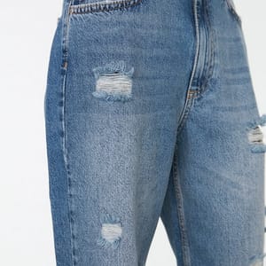 Blue Ripped High Rise Wide Leg Women's Jeans - Wide Leg Jeans 5