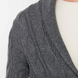 Cable Knit Shawl Neck Cardigan - Cardigans 22