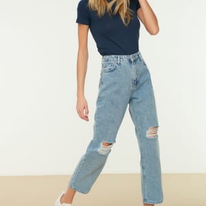 4_org_zoom Ripped High Waist Straight Jeans - Straight Jeans 20