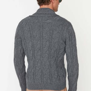 Cable Knit Shawl Neck Cardigan - Cardigans 24