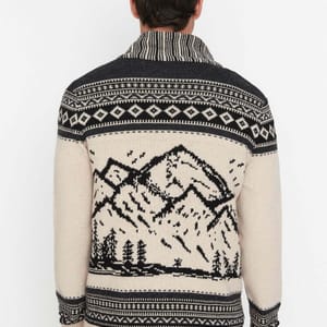Slim Fit Landscape Patterned Cardigan - Cardigans 24
