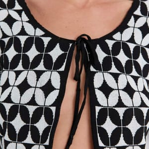 Printed Tie Detail Crop Cardigan - Cardigans 37