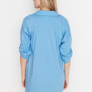 Knitted Shirt Dress - Mini Dresses 23