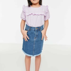 Tasseled Denim Skirt