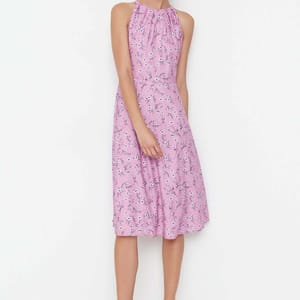 Printed Sleeveless Fit & Flare Midi Dress - Midi Dresses 17