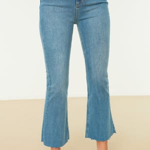 Cut Out High Rise Crop Flare Jeans - Wide Leg Jeans 28
