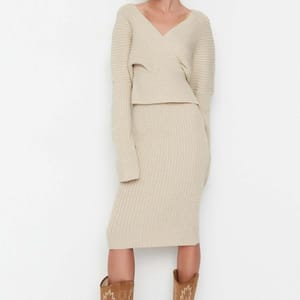 Double Breasted Knitwear Bottom-Top Set - Co-ord Sets 39