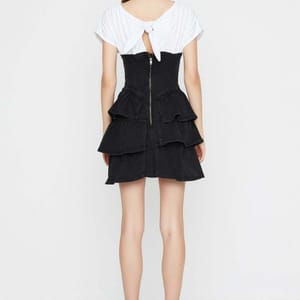 Crew Neck Colorblock Denim Dress - Mini Dresses 23