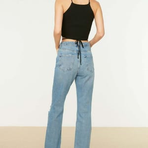 Ripped High Waist Straight Jeans - Straight Jeans 24