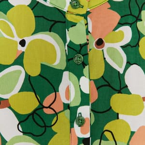 Green High Neck Floral Print Long Sleeve Women's Dress - Maxi Dresses 23