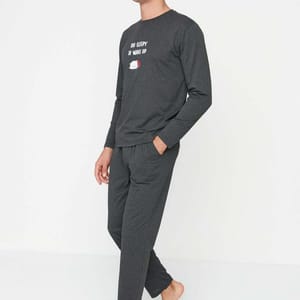 Printed Regular Fit Knitted Pajamas Set Trendyol - Men's Co-ord Sets 26