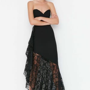 Lace Paneled Flare Evening Dress & Graduation Dress Lace Paneled Flare Evening Dress & Graduation Dress - Party Dresses 40