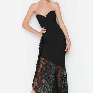 Lace Paneled Flare Evening Dress & Graduation Dress Lace Paneled Flare Evening Dress & Graduation Dress - Party Dresses 42