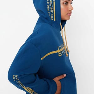 Graphic Knitted Oversized Fleece Women's Hoodie - Hoodies 28