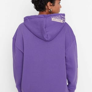 Graphic Knitted Oversized Fleece Women's Hoodie - Hoodies 49