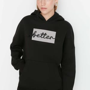 Front Embroidered Knitted Women's Hoodie - Hoodies 45