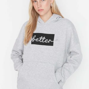 Front Embroidered Knitted Women's Hoodie - Hoodies 28
