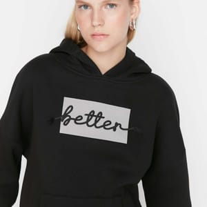 Front Embroidered Knitted Women's Hoodie - Hoodies 48