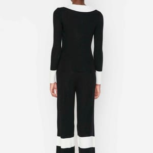 Turtle Neck Top And Pant Color Block Women's Knitwear Co-Ord Set - Co-ord Sets 44