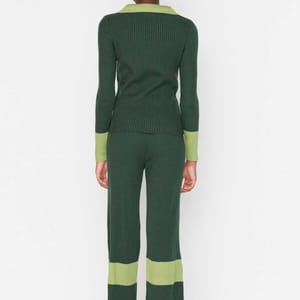 Turtle Neck Top And Pant Color Block Women's Knitwear Co-Ord Set - Co-ord Sets 57