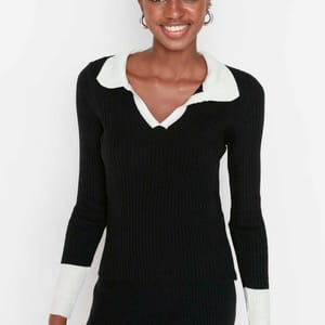 Turtle Neck Top And Pant Color Block Women's Knitwear Co-Ord Set - Co-ord Sets 42