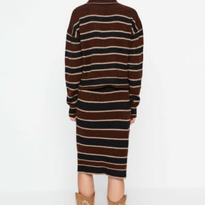 Turtle Neck Top and Skirt Color Block Women's Knitwear co-ord Set Turtle Neck Top And Skirt Color Block Women's Knitwear Co-Ord Set - Co-ord Sets 37