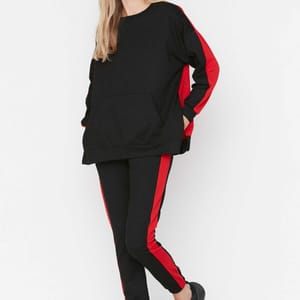 Women's Color Block Knitted Tracksuit Set
