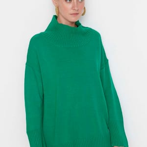 Stand Up Collar Knitwear Sweater Trendyol - Women's Sweaters 16