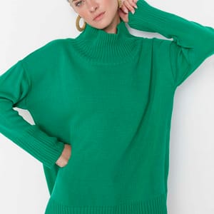 Stand Up Collar Knitwear Sweater Trendyol - Women's Sweaters 18