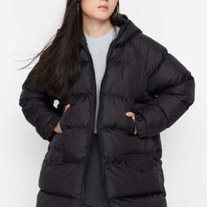 Oversize Hooded Inflatable Jacket Trendyol - Women's Parka Jackets 21