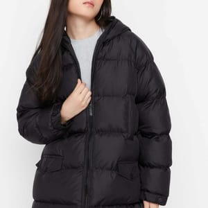Oversize Hooded Inflatable Jacket Trendyol - Women's Parka Jackets 23