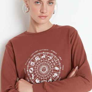 Printed Basic Thin Knitted Sweatshirt - Sweatshirts 46