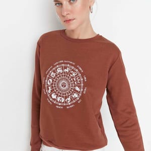 Printed Basic Thin Knitted Sweatshirt - Sweatshirts 47