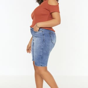 Plus Size High Waist Denim Shorts - Plus Size Shorts 27