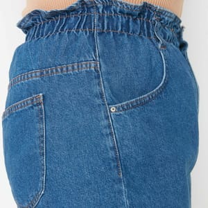 Plus Size High Waist Elastic Denim Shorts - Plus Size Shorts 13