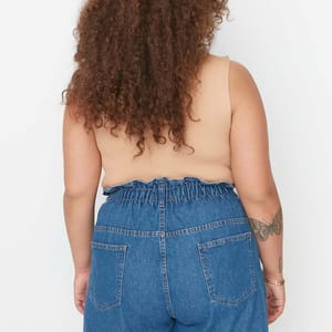 Plus Size High Waist Elastic Denim Shorts - Plus Size Shorts 14