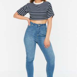 Blue Plus Size High Waist Skinny Women's Jeans - Plus Size Pants & Leggings 32