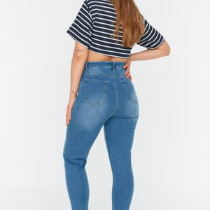 Blue Plus Size High Waist Skinny Women's Jeans - Plus Size Pants & Leggings 35