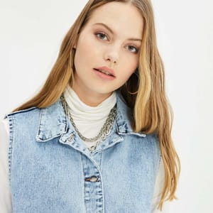 Sleeveless Pocket Detail Denim Women's Jacket - Denim Jackets 19