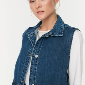 Sleeveless Pocket Detail Denim Women's Jacket Sleeveless Pocket Detail Denim Women's Jacket - Denim Jackets 26